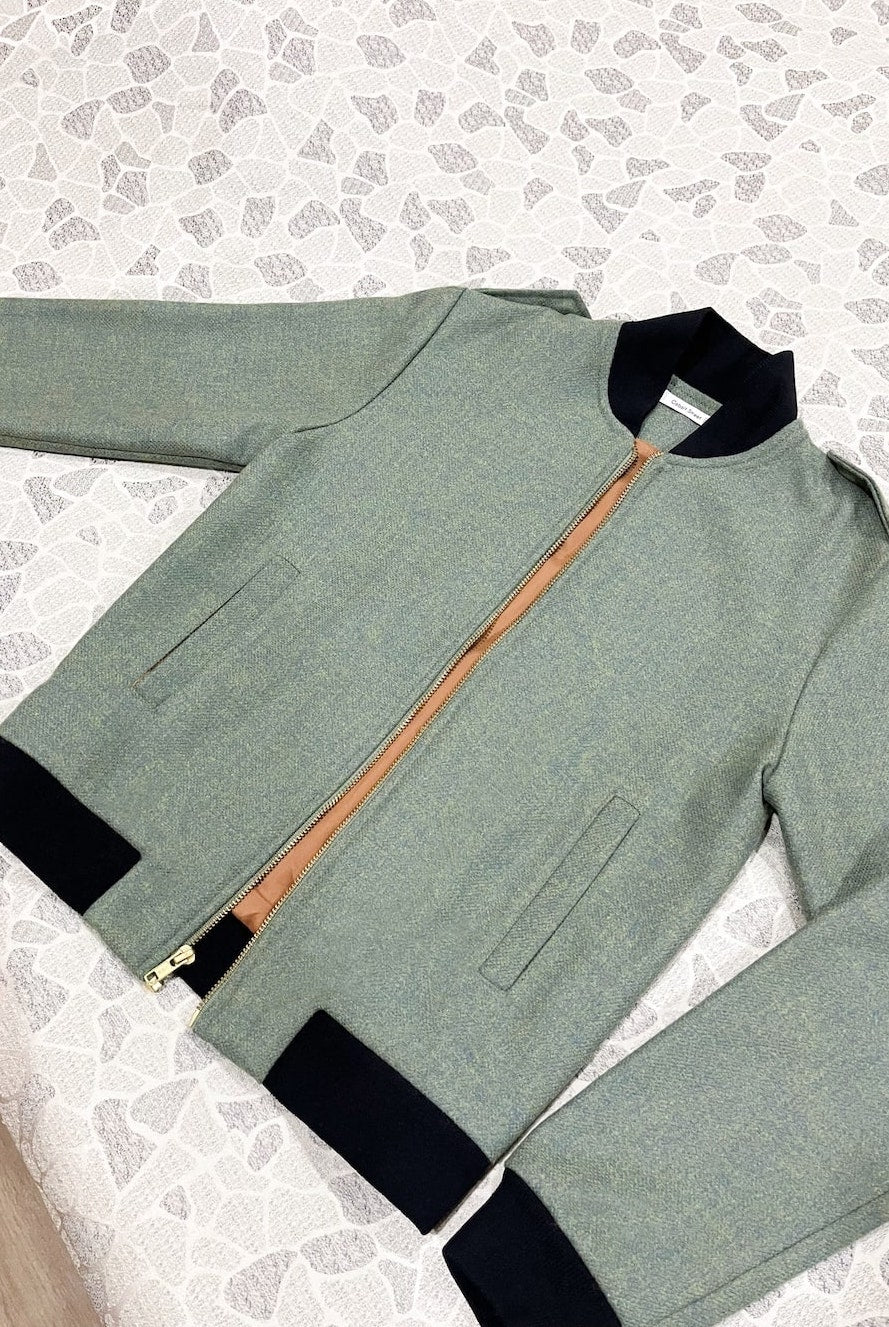 Wool Bomber Jacket - Olive Green