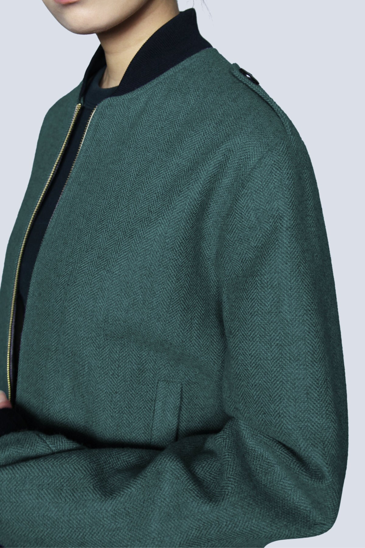 Wool Bomber Jacket - Olive Green