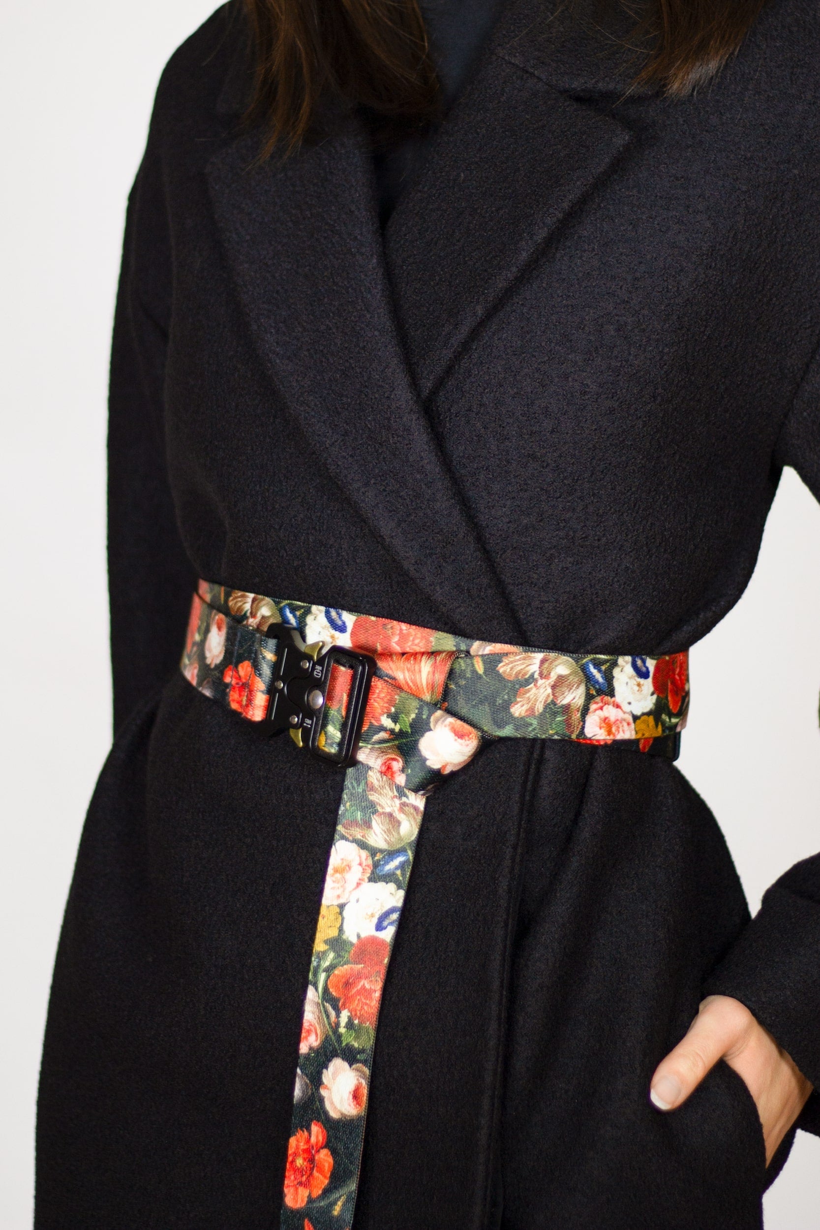 Floral Webbing Belt with Utility Buckle
