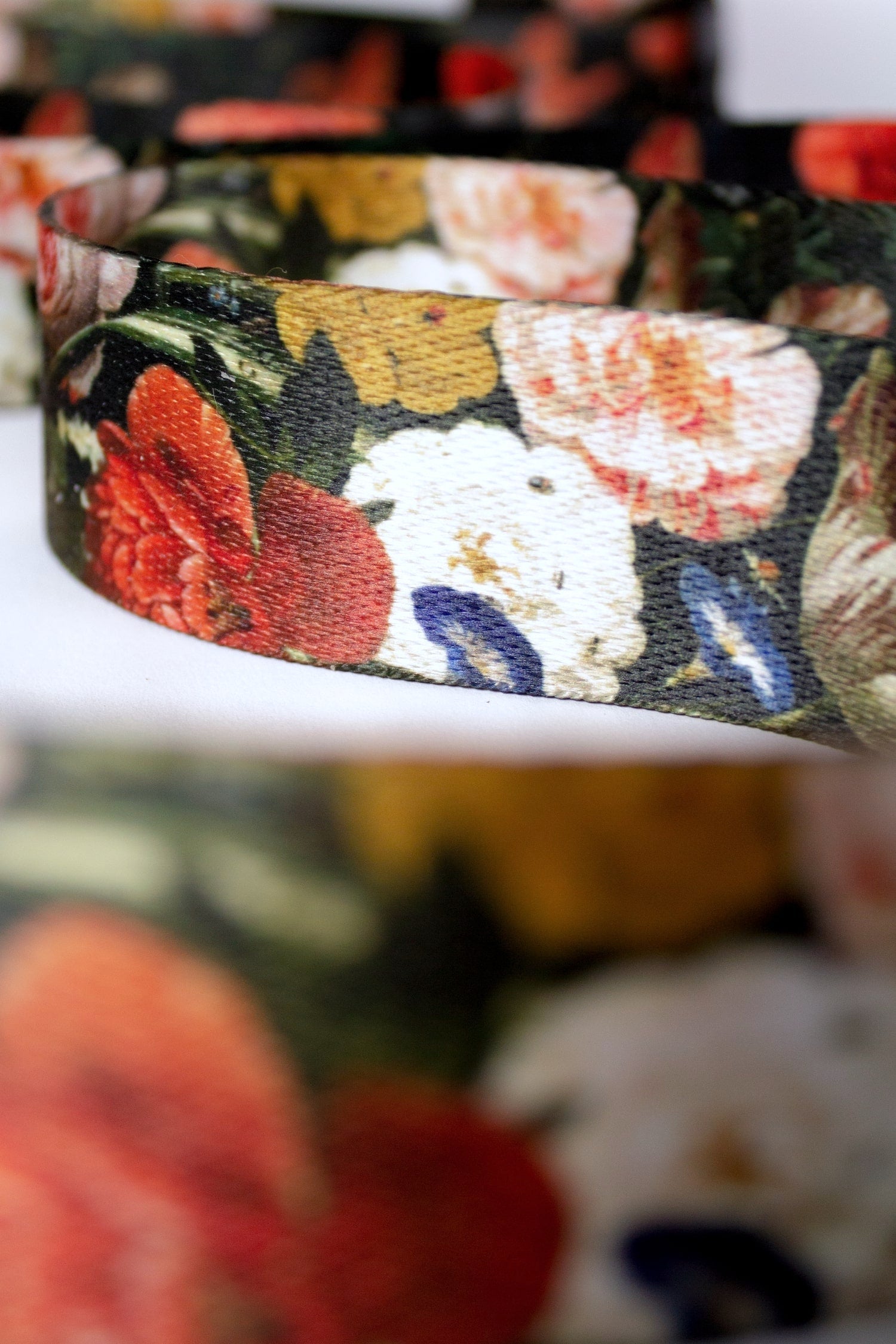 Floral Webbing Belt with Utility Buckle