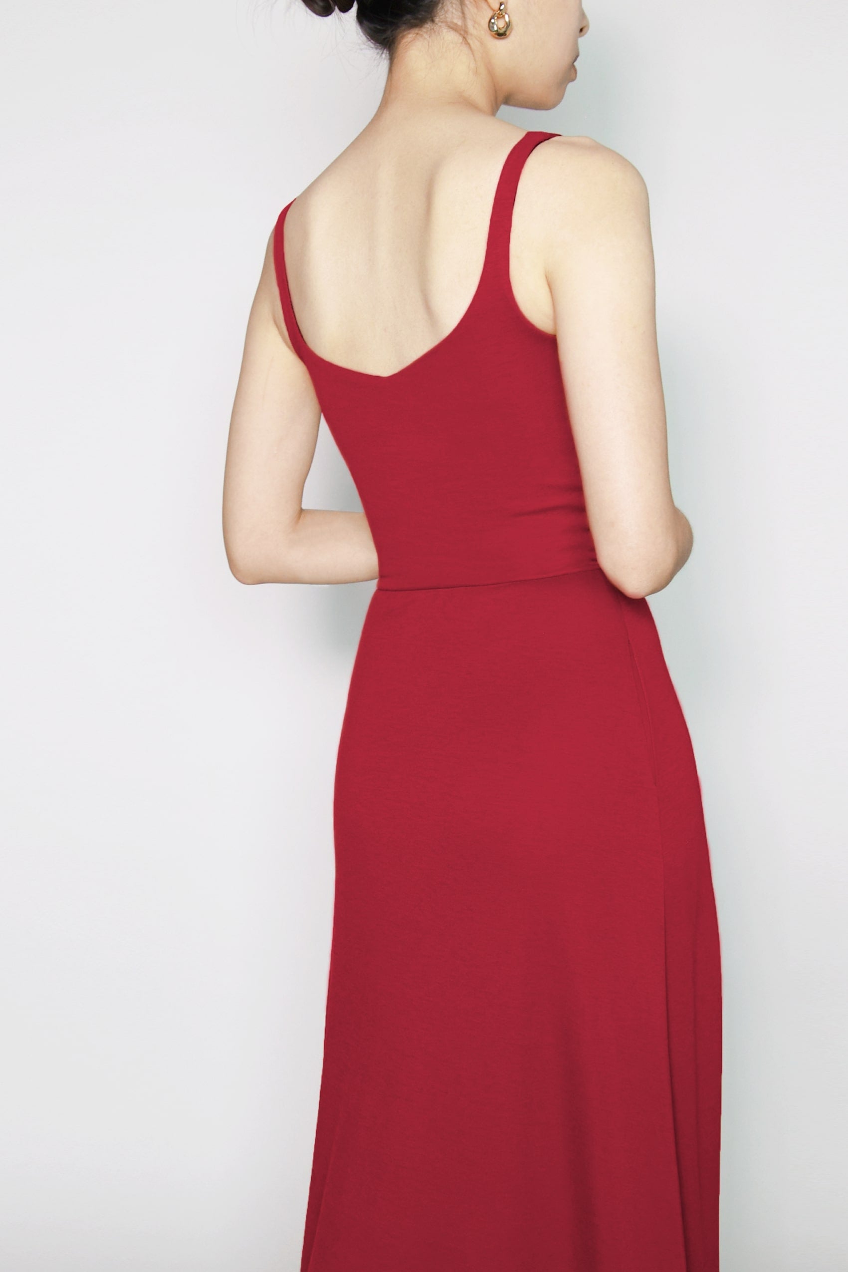 BCI Cotton A-Line Midi Dress -- Red