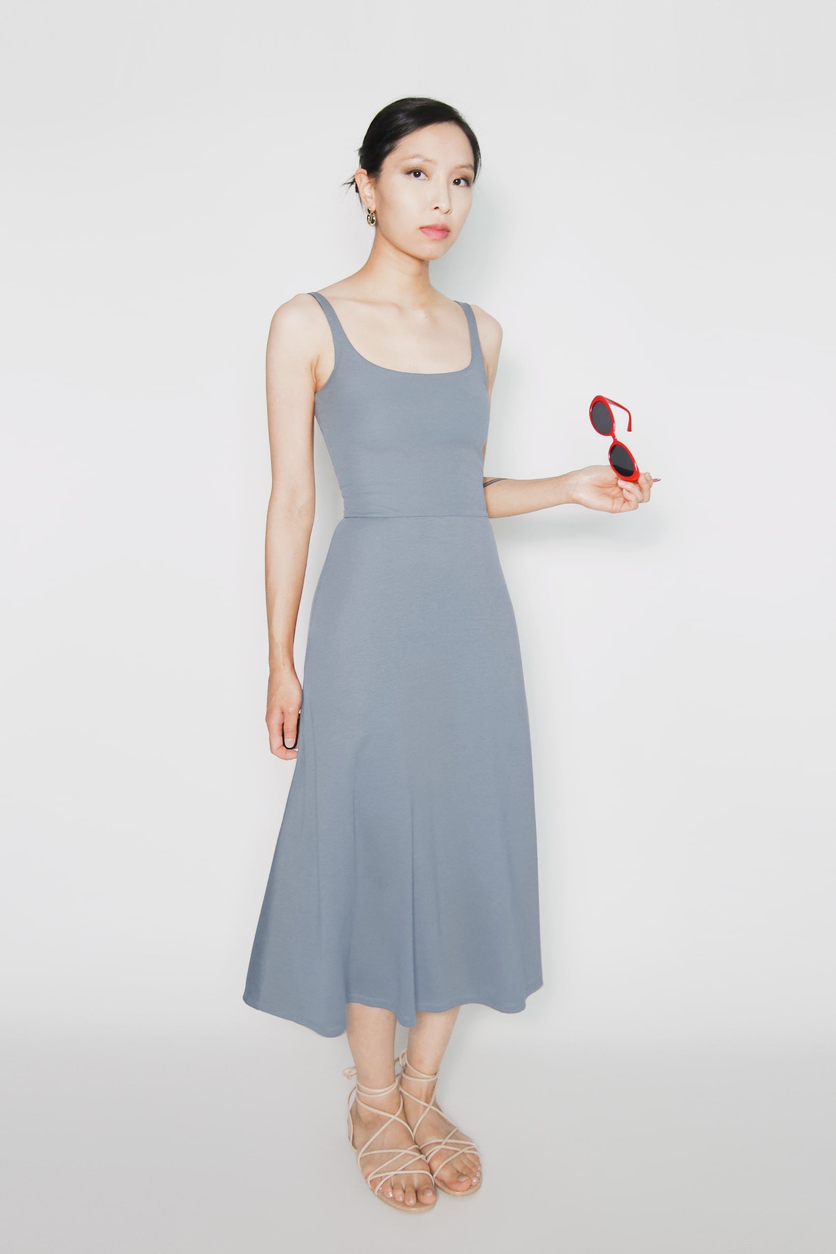 BCI Cotton A-Line Midi Dress -- Sky Blue