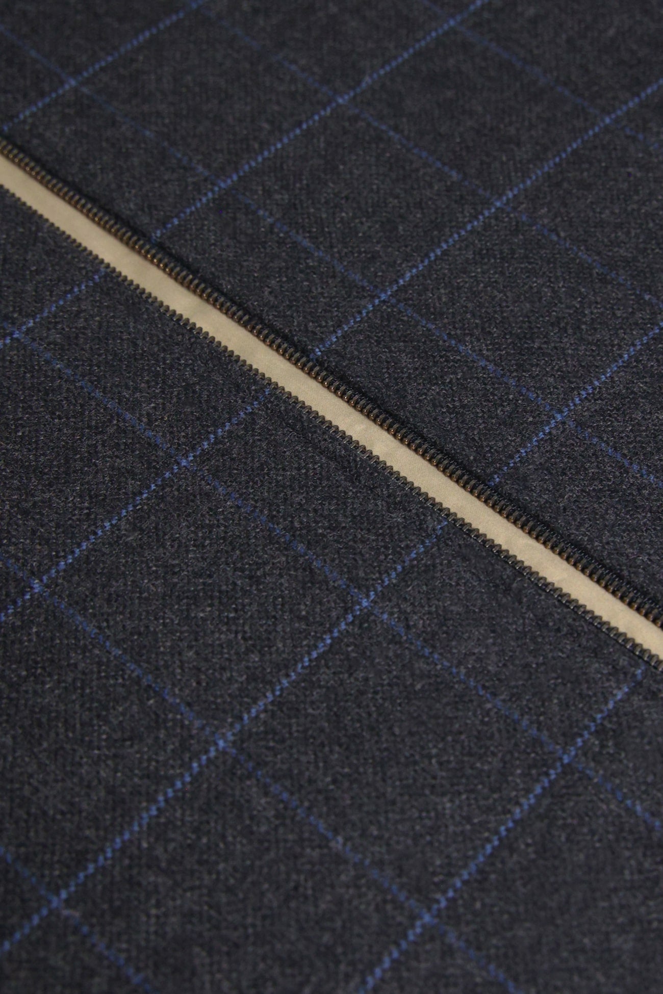Wool Bomber Jacket - Black with Blue Plaid