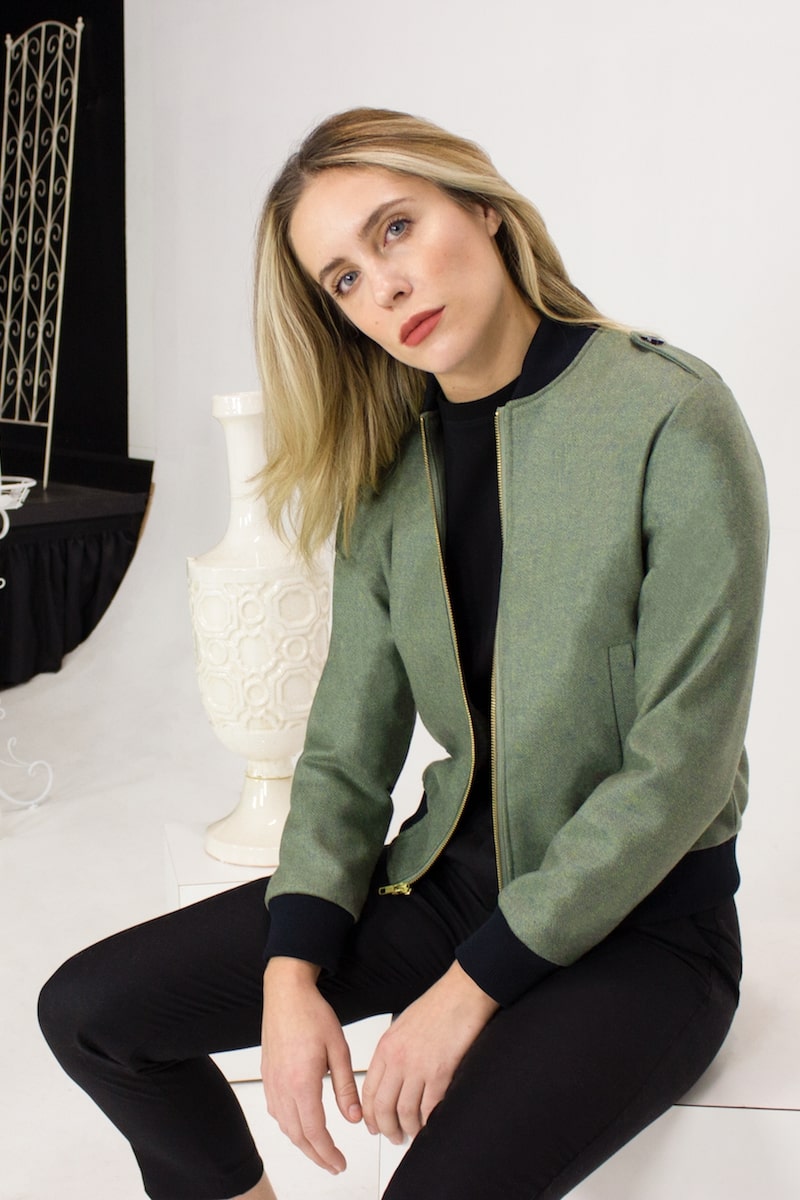 Wool Bomber Jacket - Olive Green