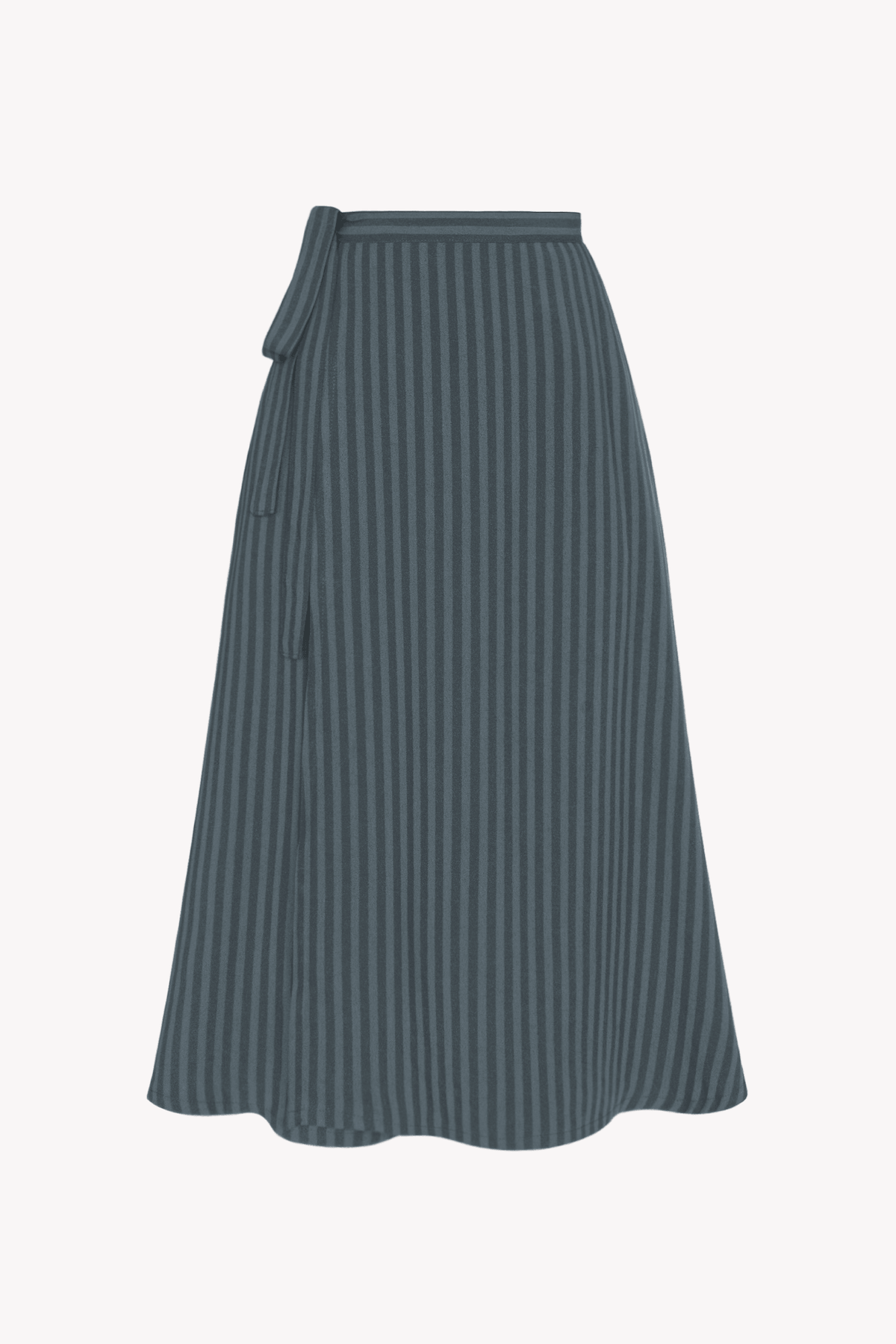 Striped TENCEL™ Lyocell Wrap Skirt With Pockets -- Blue