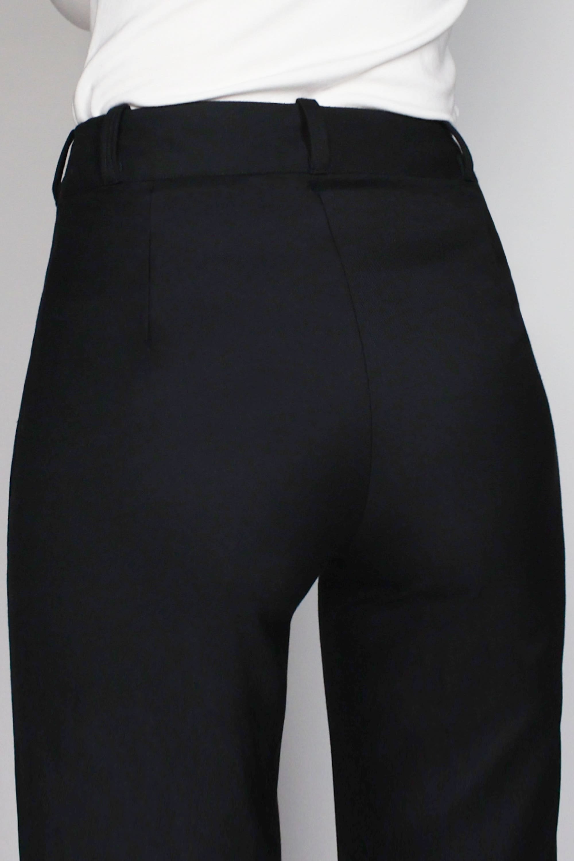 Washable Merino Wool Black Pants -- Wide Leg