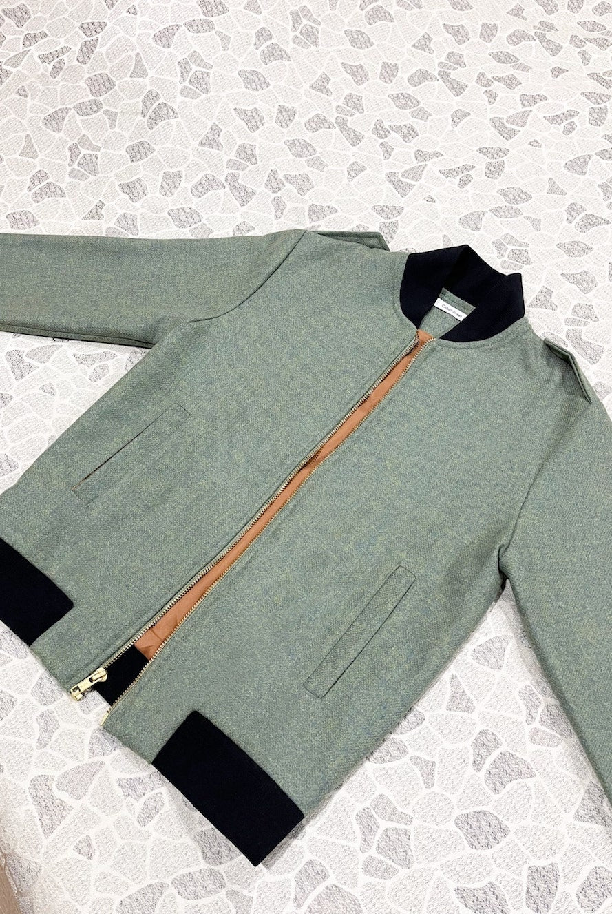 Wool Bomber Jacket - Olive Green