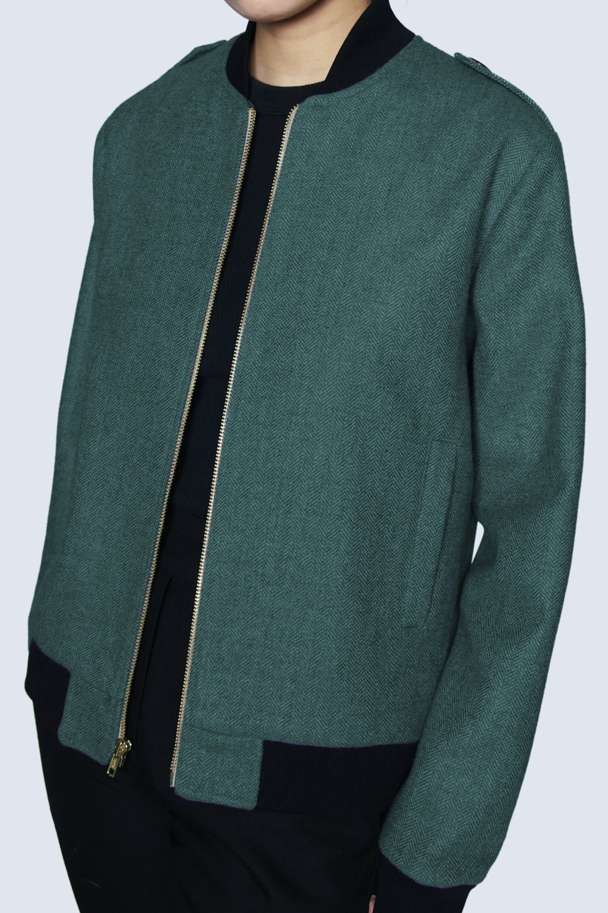 Wool Bomber Jacket - Olive Green