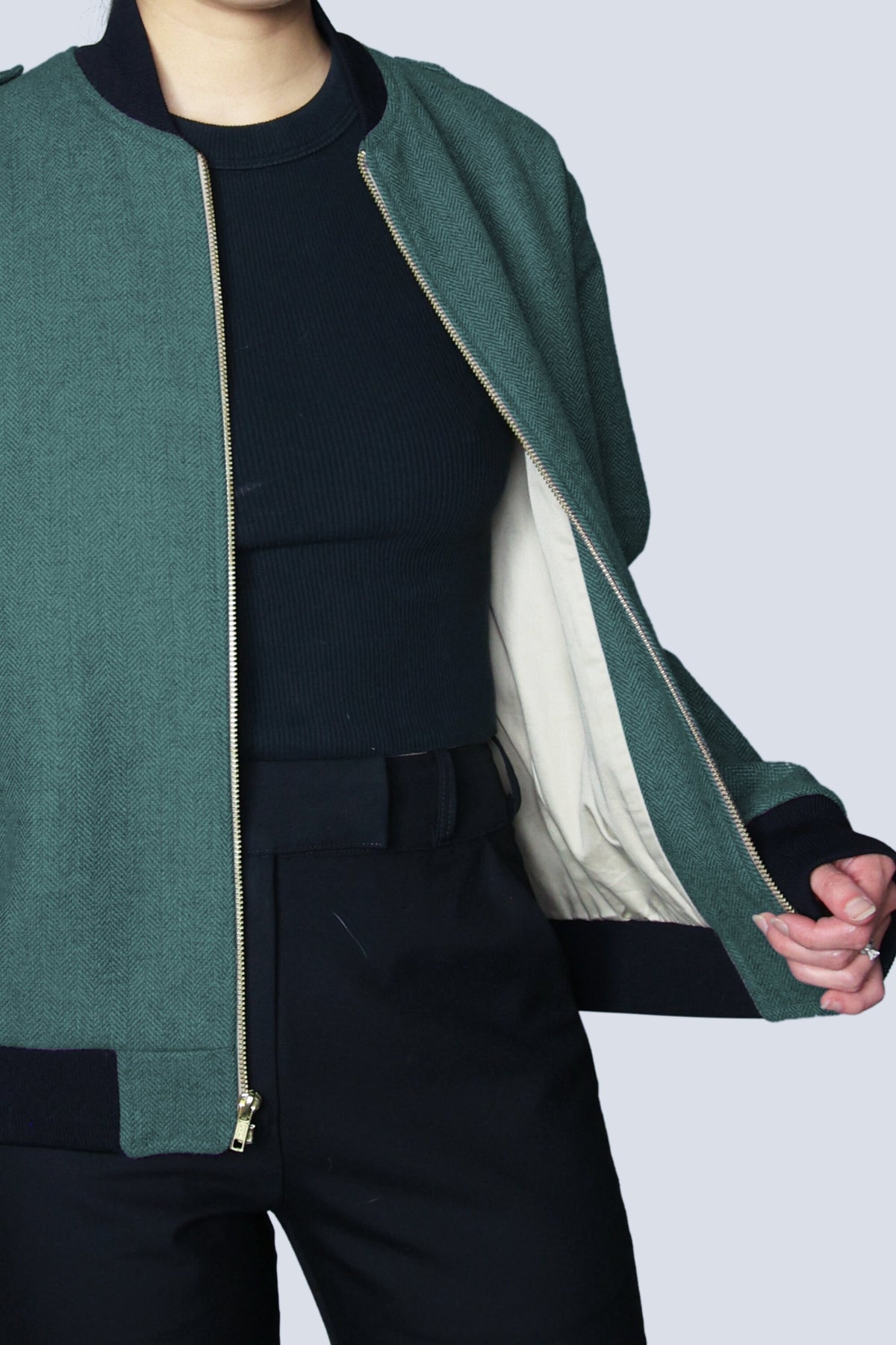 Wool Bomber Jacket - Olive Green