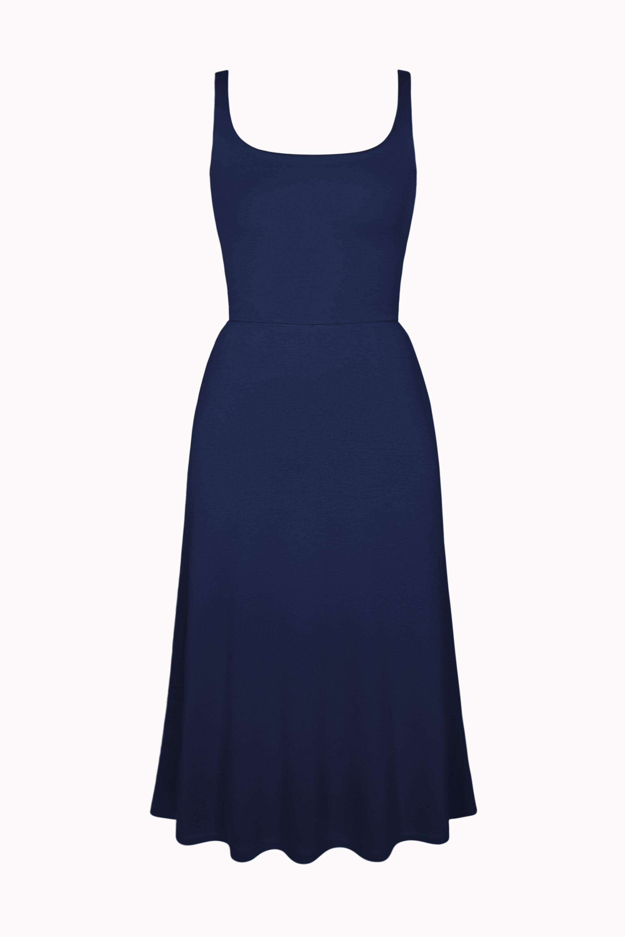 BCI Cotton A-Line Midi Dress -- Navy