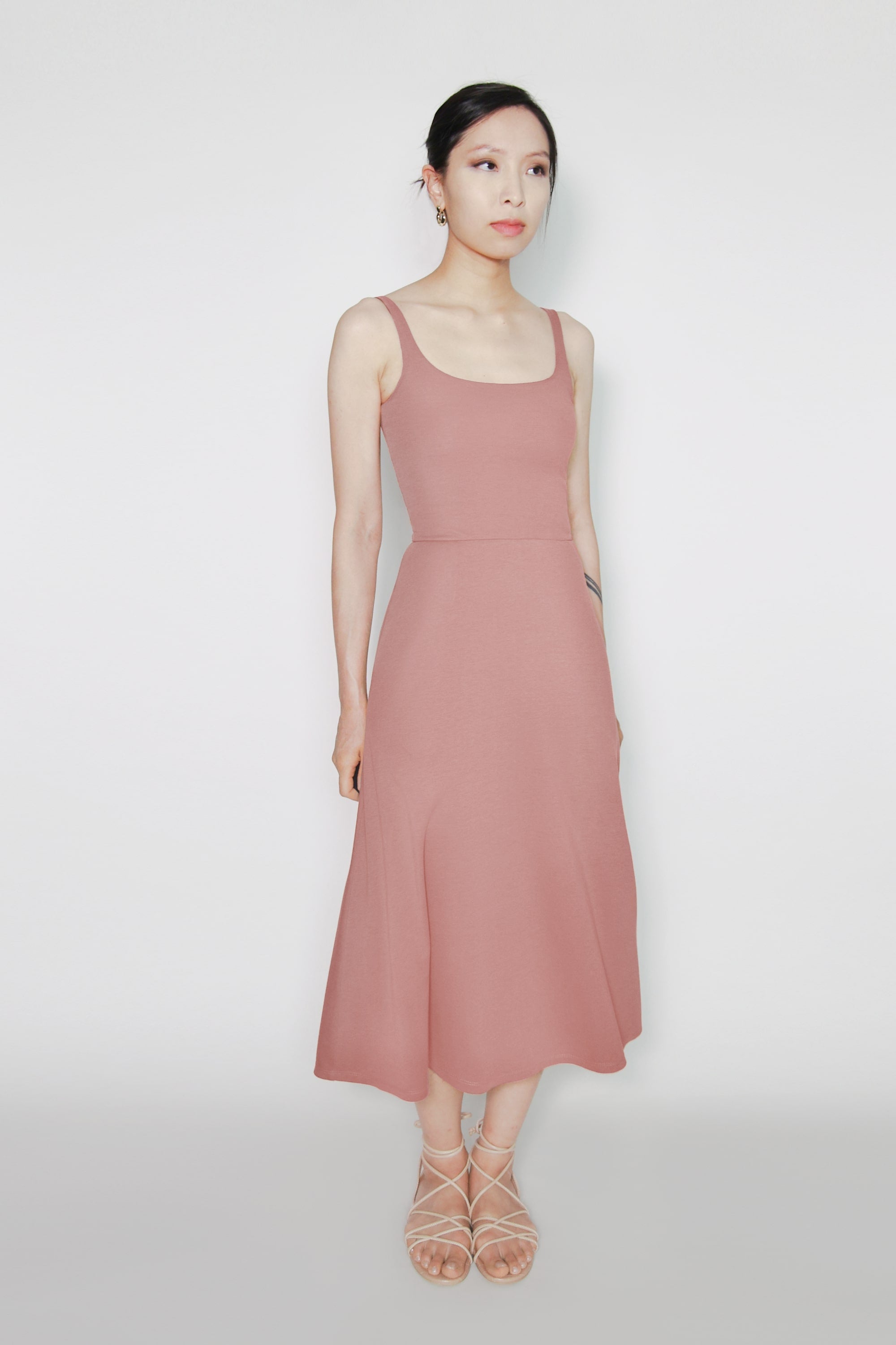 BCI Cotton A-Line Midi Dress -- Light Pink