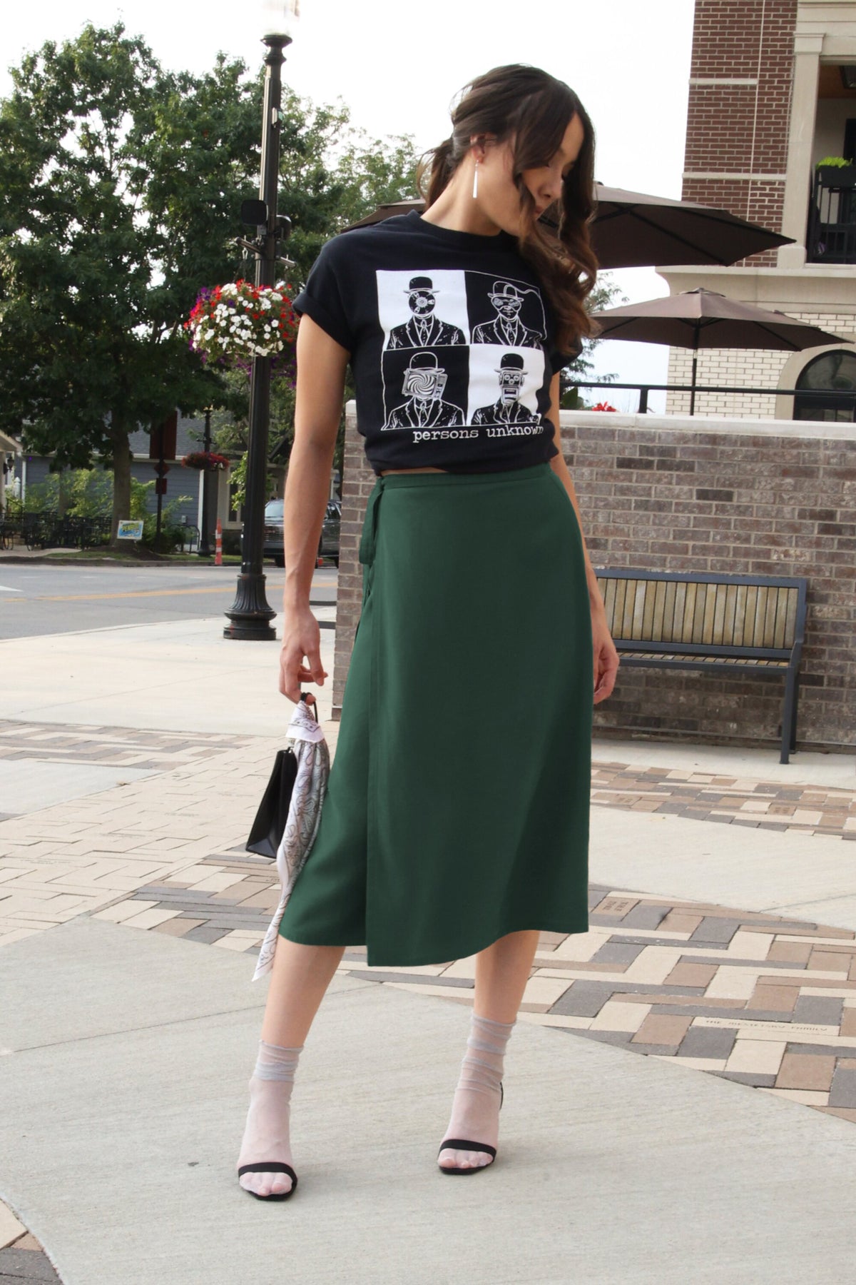 TENCEL™ Lyocell Flared Midi Wrap Skirt -- Forest Green
