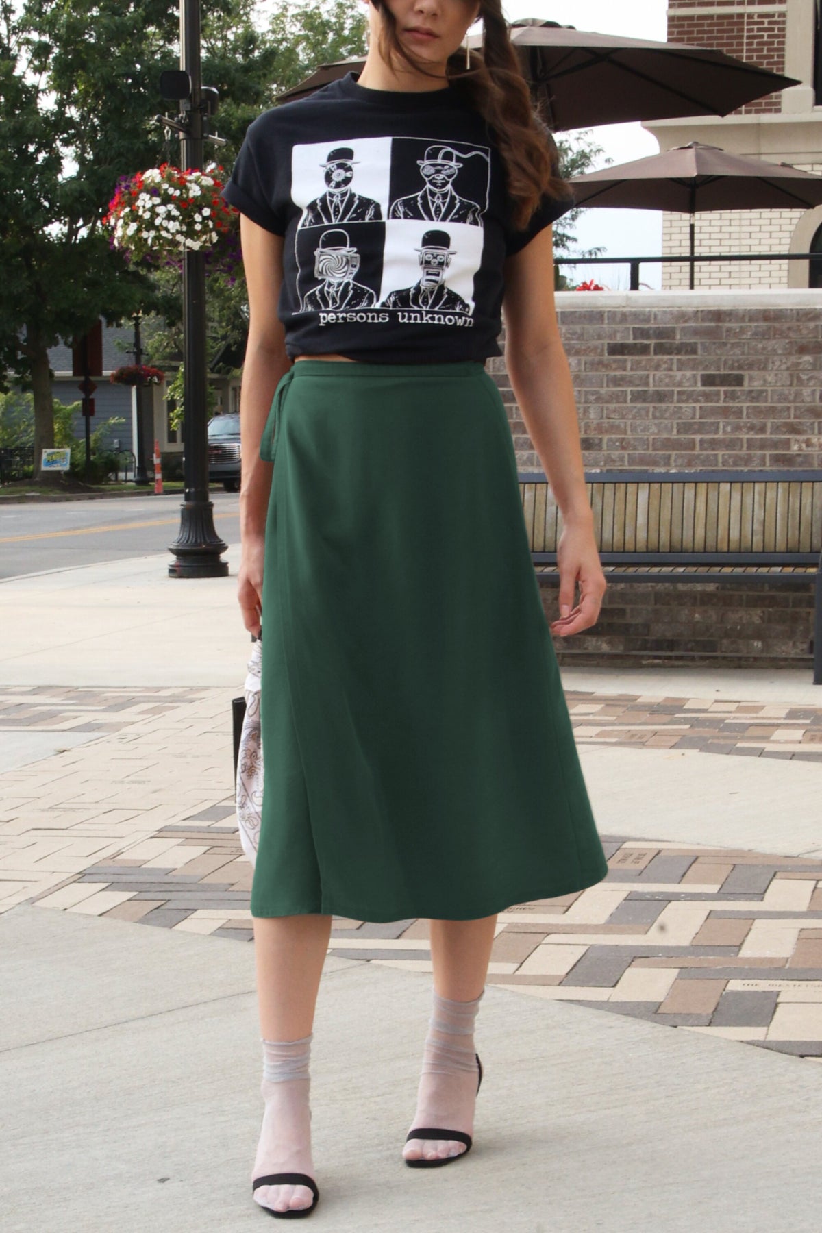 TENCEL™ Lyocell Flared Midi Wrap Skirt -- Forest Green