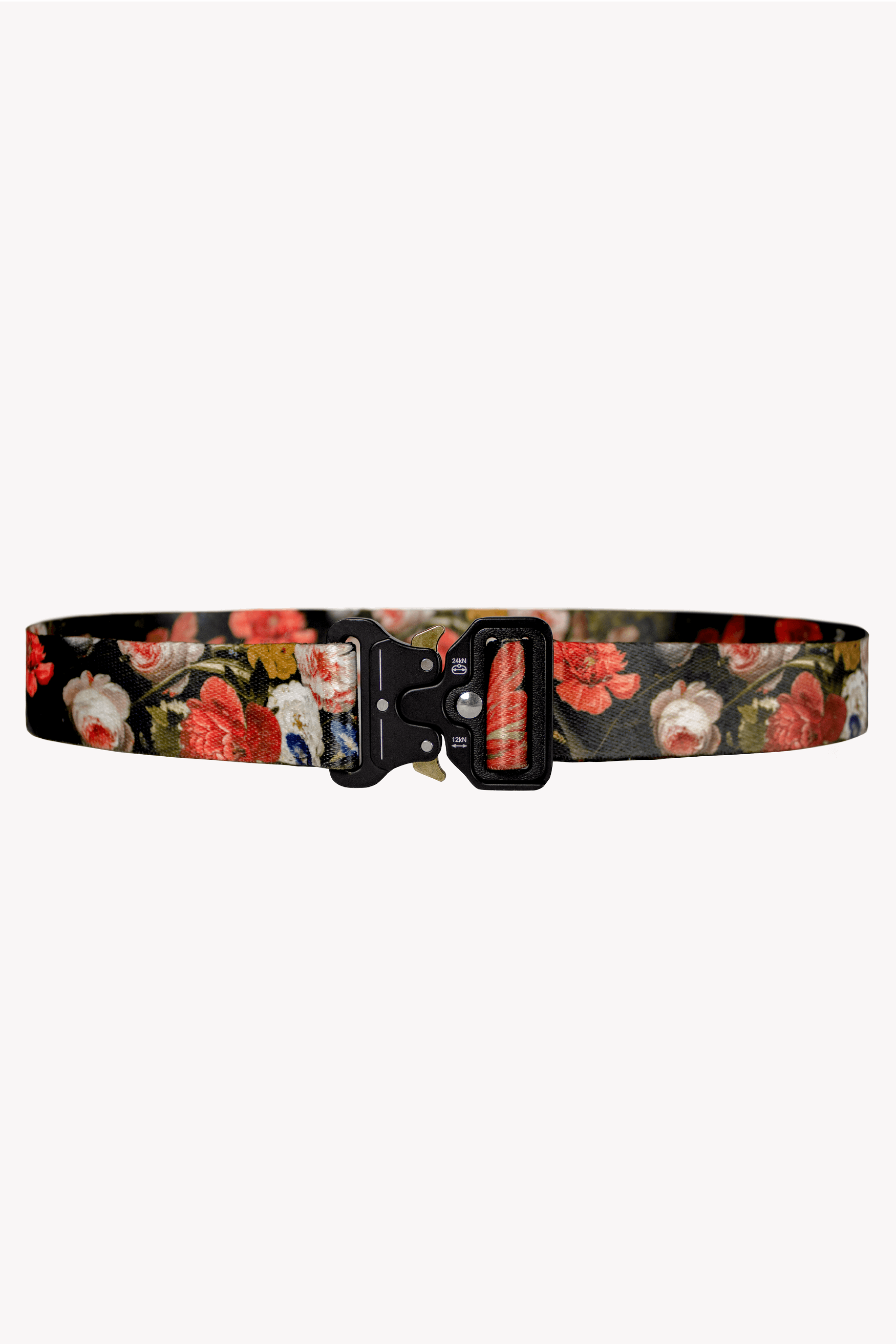 Floral Webbing Belt with Utility Buckle
