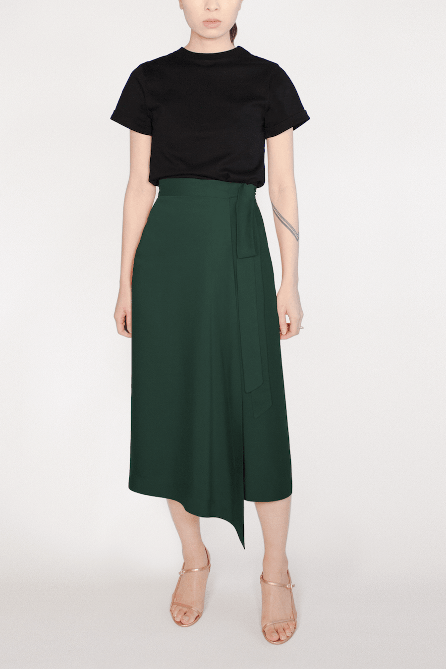 Green TENCEL™ Lyocell Midi Wrap Skirt