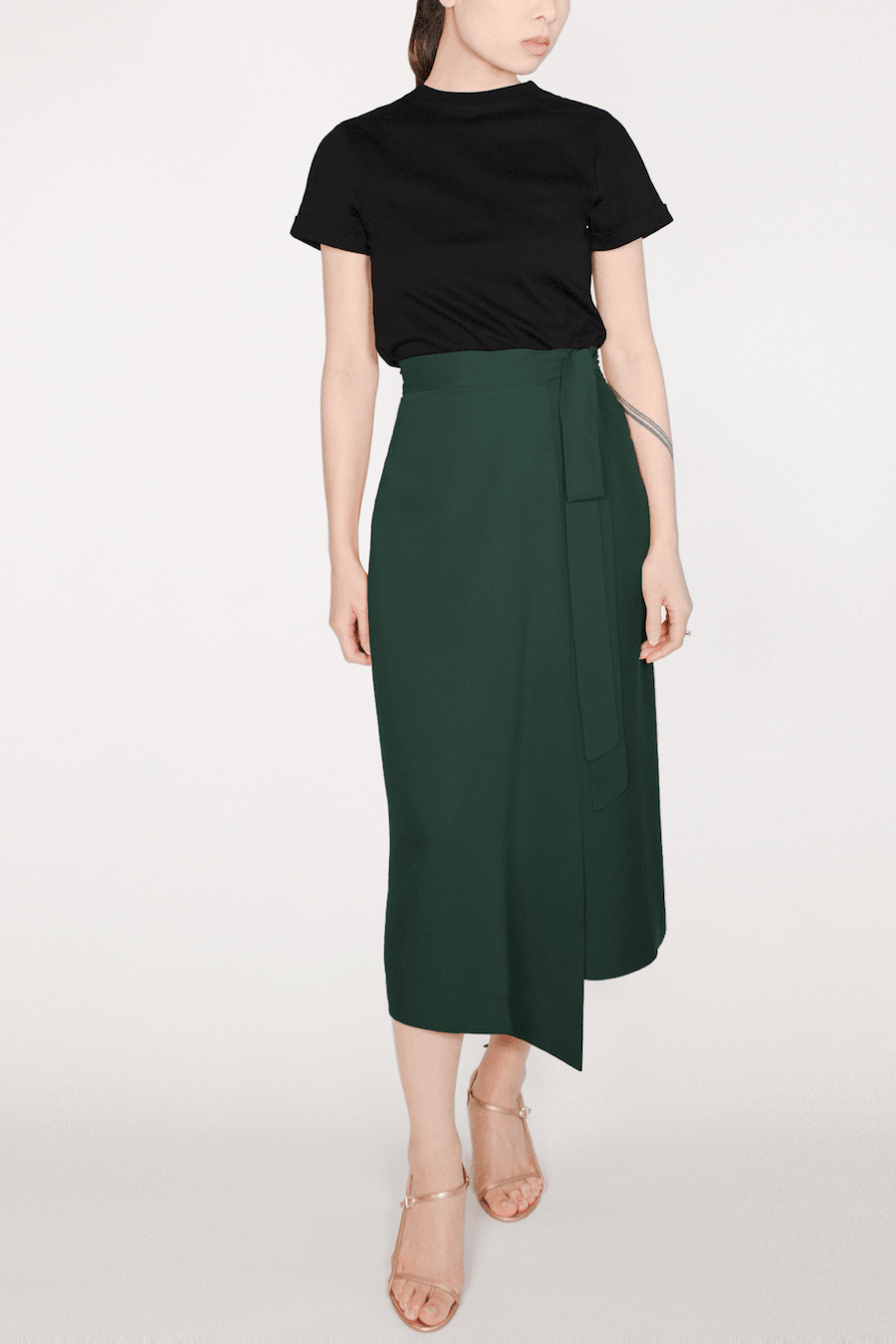 Green TENCEL™ Lyocell Midi Wrap Skirt