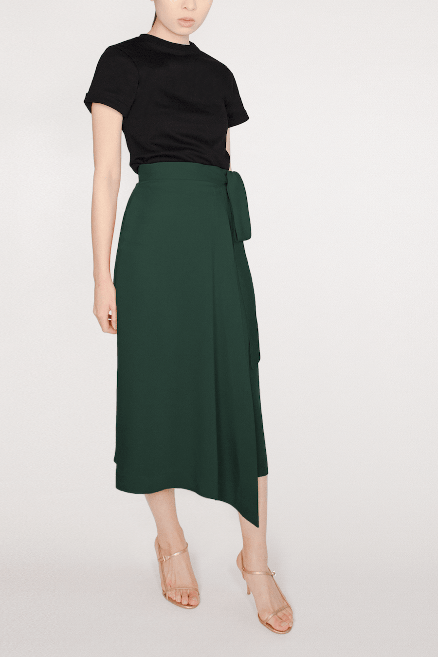 Green TENCEL™ Lyocell Midi Wrap Skirt