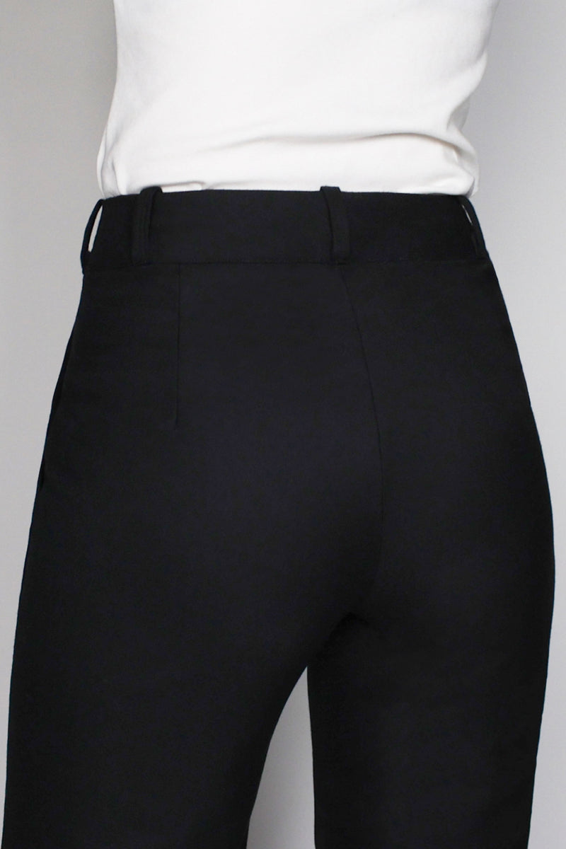 Washable Merino Wool Black Pants -- Cropped