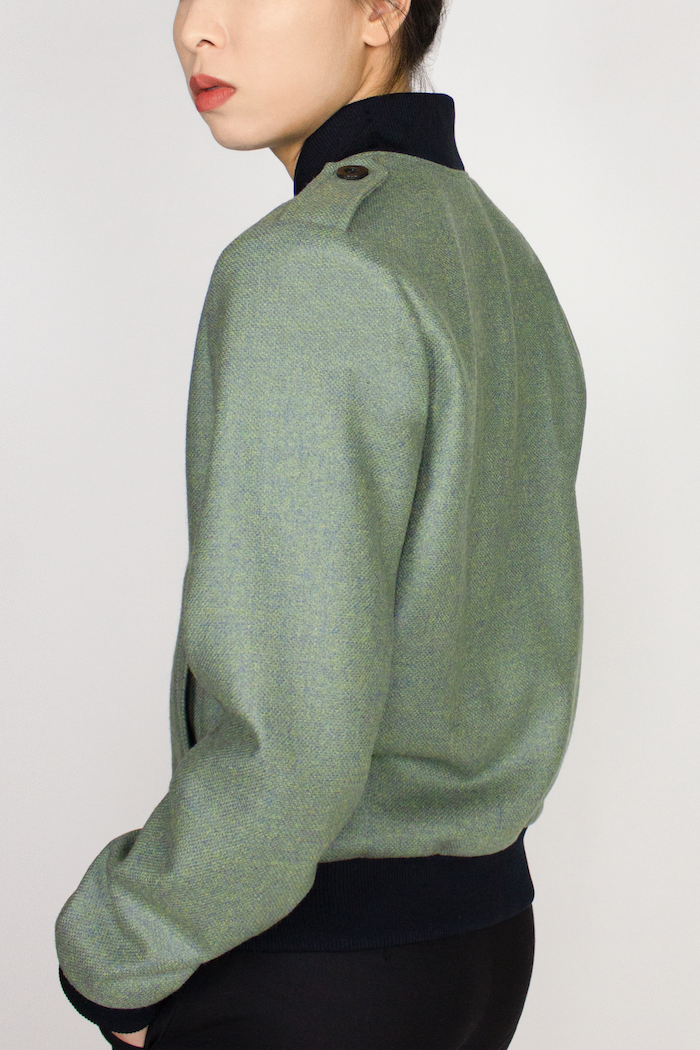 Wool Bomber Jacket - Olive Green