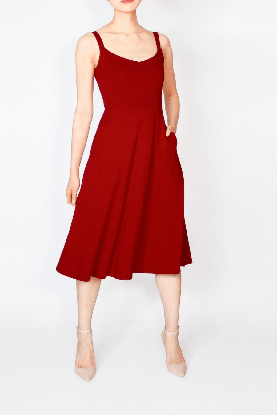 Mabel Red Ditsy Print Cotton Midi Dress – L'Atelier London