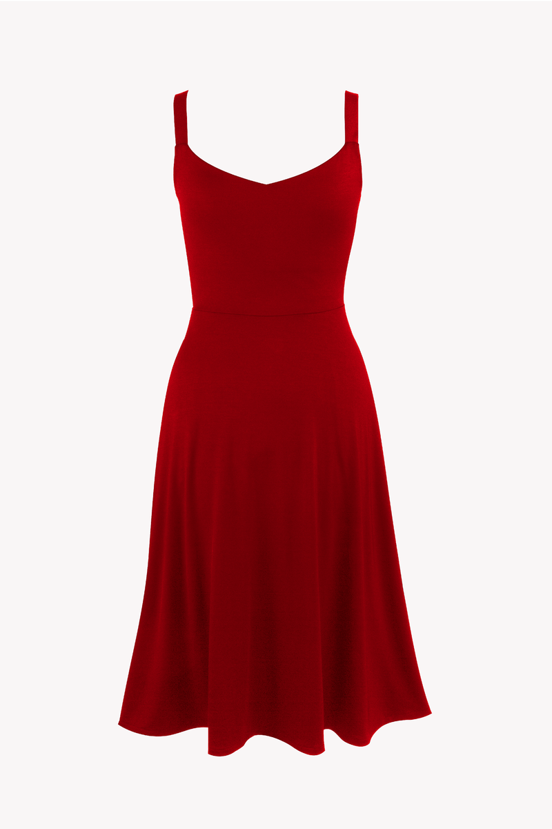 Red A-line dress midi Organic Cotton  TENCEL™ with pockets