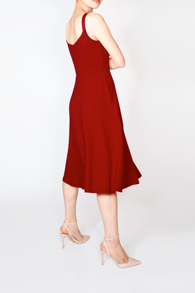 BCI Cotton A-Line Midi Dress -- Red
