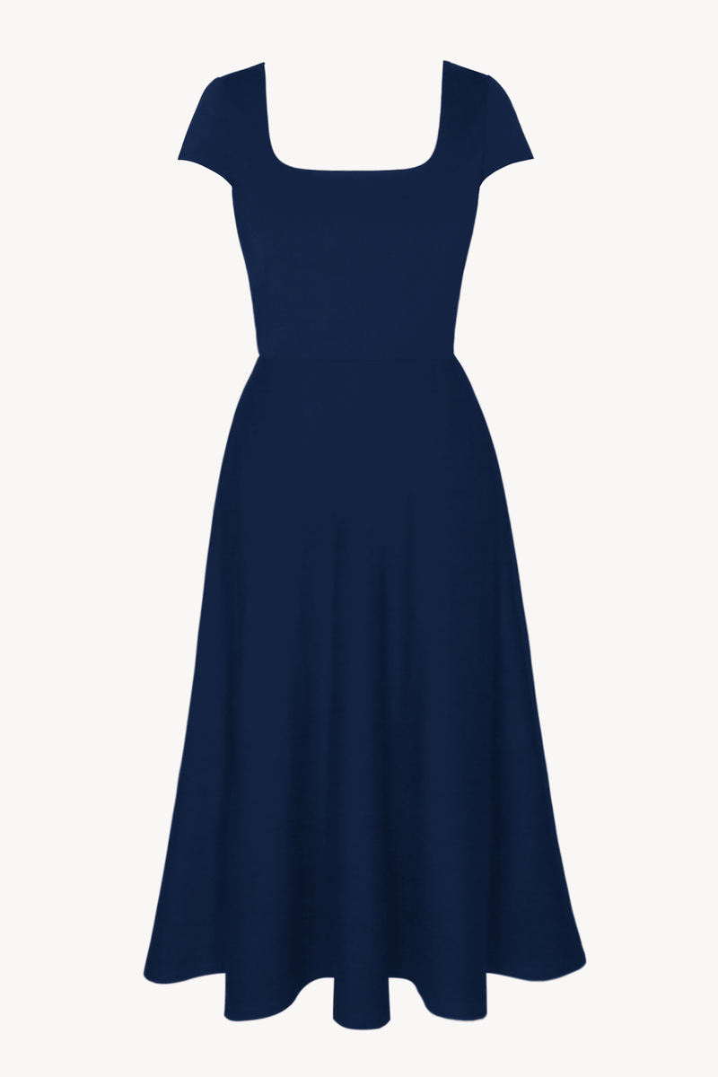 Navy blue sales mid calf dress